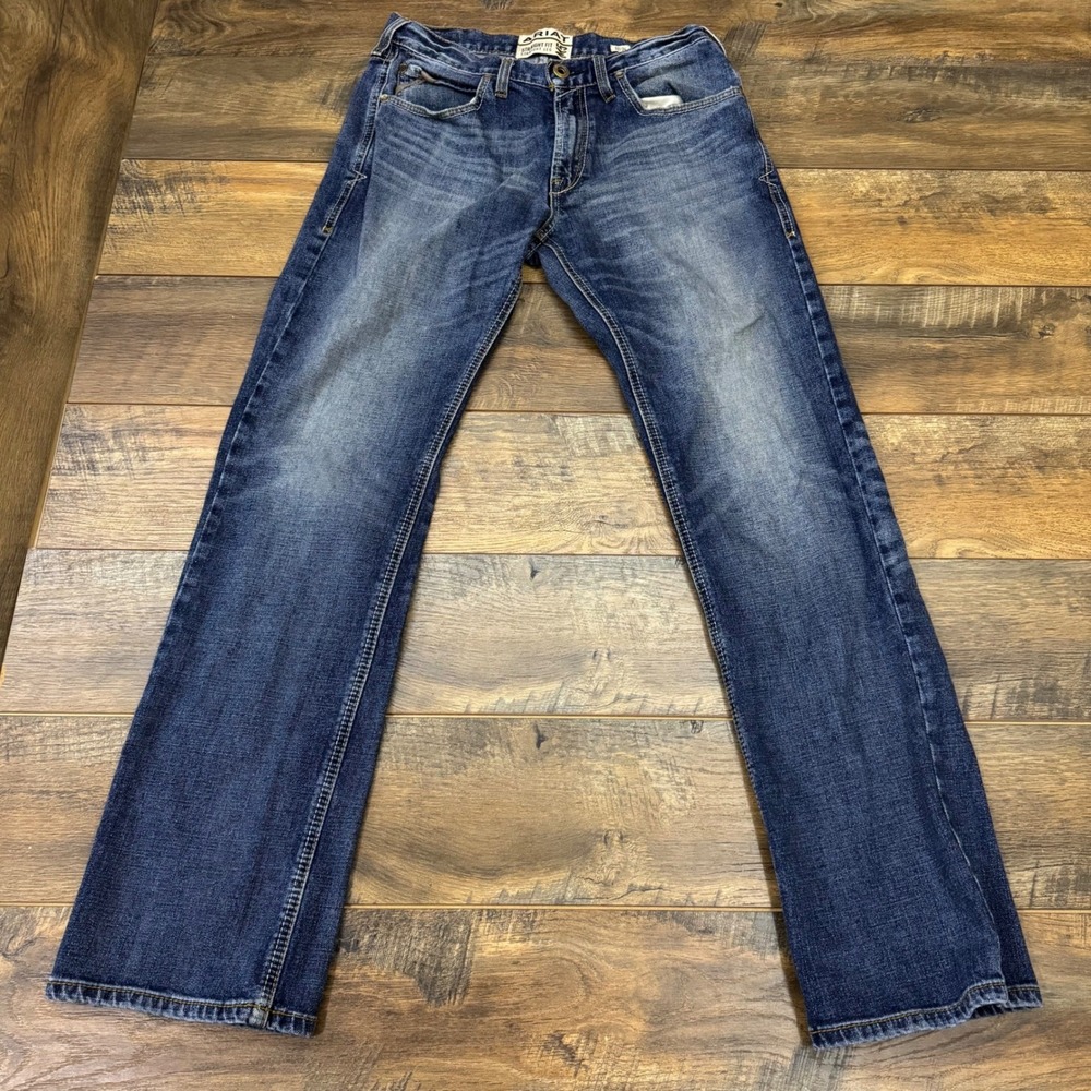 Ariat M5 Straight Fit Jeans Mens 32x34 Medium Wash Denim Stretch Western Cowboy